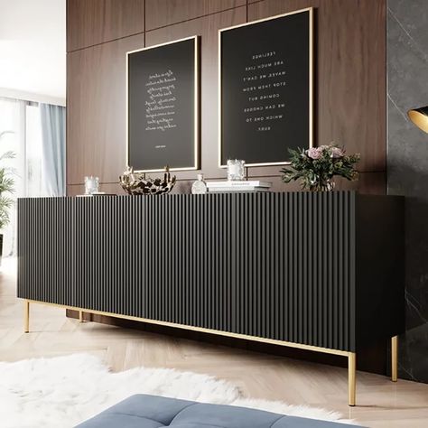 Nicole 75" Sideboard - Walmart.com Modern Sideboard Buffet In Dining Room, Buffet Credenza, Modern Sideboard Buffet, Sideboard Modern, Sideboard Decor, Sideboards Living Room, Modern Buffet, Texas House, Black Sideboard