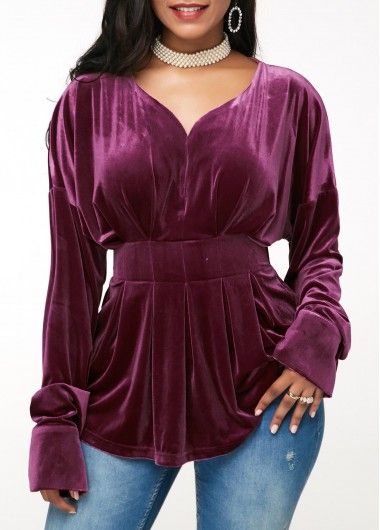 Velvet Top Design, Winter Blouses For Women, Velvet Tops For Women, Velvet Top Designs, Purple Blouses, White Blouse Dress, Stylish Tops For Girls, Formal Blouses, Diy Crop Top