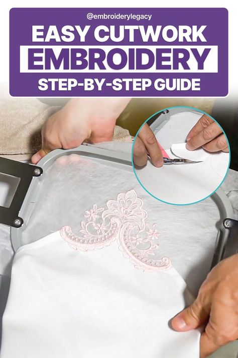 Easy Cutwork Embroidery Guide: Step-by-Step Embroidery Guide, Embroidering Machine, Bernina Embroidery Machine, Machine Embroidery Tutorials, Machine Embroidery Ideas, Bernina Embroidery, Embroidered Crochet, Brother Embroidery Machine, Machine Embroidery Thread