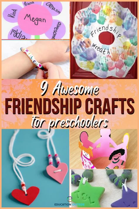 Friendship Art Ideas For Preschoolers, Friendship Art And Craft Preschool, All About My Friends Preschool, Frienship Crafts Kids, Friendship Chain Craft, Family And Friends Art For Preschool, Friends Activity Preschool, Making Friends Art Preschool, Friends Art Activities Preschool