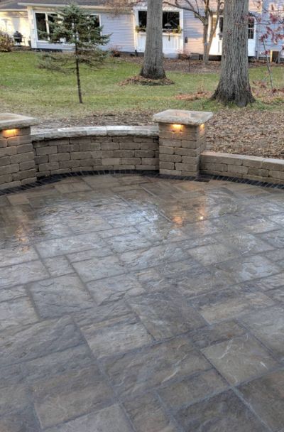 43 Stamped Concrete Patio Design Ideas - Sebring Design Build Patio Design Layout Backyard Ideas, Stamped Concrete Patio With Fire Pit, Stained Concrete Patio, Patio Floor Ideas, Stamped Concrete Colors, Wood Stamped Concrete, Stamped Concrete Designs, Decorative Concrete Patio, Stamped Concrete Patio Designs