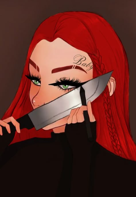 #aesthetic #digitalart Devil Wallpaper Aesthetic, Devil Girl Drawing, Red Hair Red Eyes, Drawing Eyeliner, Red Hair Cartoon, Kawaii Alt, Red Orange Hair, She Devil, Tupac Quotes