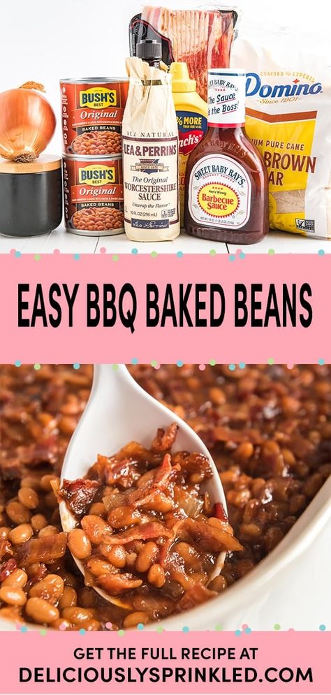 The BEST BBQ Baked Beans Bush's Baked Beans Recipe, Bush’s Beans Recipe, Bbq Baked Beans With Pulled Pork, Best Bbq Baked Beans, Crockpot Bbq Baked Beans, Baked Bbq Beans, Food To Take To Cookout, Baked Beans With Bbq Sauce, Bbq Beans Recipe Easy