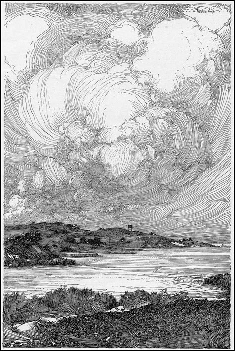 Franklin Booth, Charcoal Drawings, Landscape Designs, Arte Sketchbook, Ink Drawings, Landscape Drawings, Wood Engraving, Ink Illustrations, Drawing Tutorials