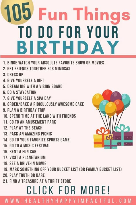 Try these fun birthday ideas for women and moms to make your big day extra special this year! Things to do on your birthday activities. Things to do on your birthday alone. Things to do on your birthday at home. Birthday Plans For Women, Where To Celebrate Birthday Ideas, Things To Do By Yourself On Your Birthday, What Can I Do For My Birthday, How To Make My Birthday Special, What To Do Birthday Ideas, What To Do In A Birthday Party, Birthday Gift Ideas For Yourself, Self Birthday Celebration Ideas