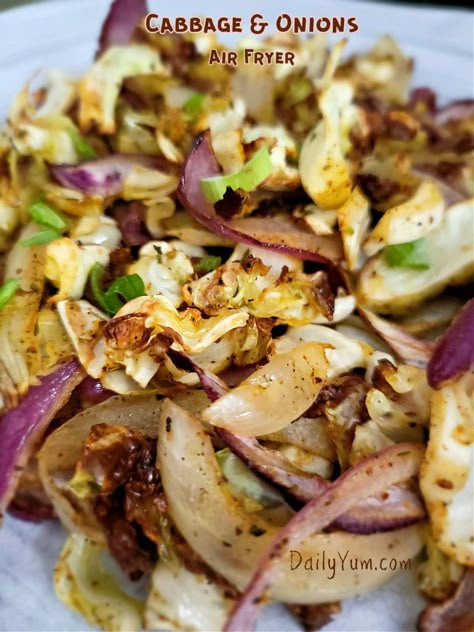 Air Fryer Cabbage, Fryer Cabbage, Daily Yum, Cabbage And Sausage, Roasted Cabbage, Air Fry Recipes, Fried Cabbage, Low Carb Side Dishes, Healthy Veggies