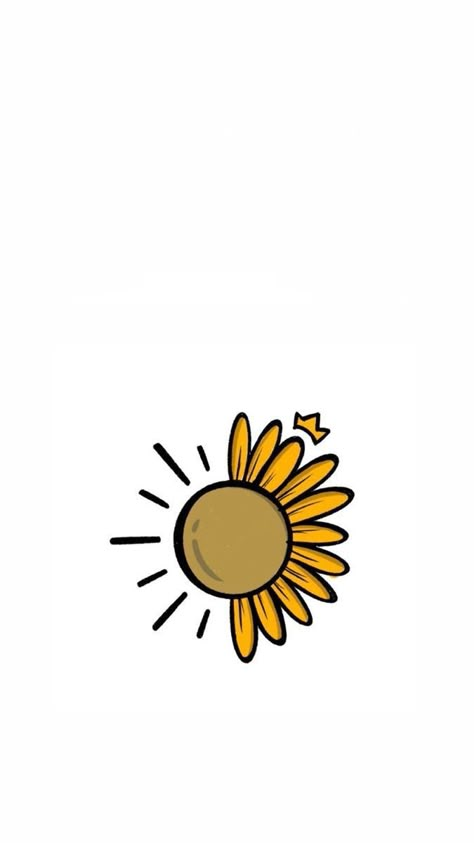 Cute Sunflower Drawing, Sunflower Art Aesthetic, Sunflower Drawings, Sunflower Logo, Sunrise Logo, Sunflower Aesthetic, Sunflower Drawing, Sunflower Wallpaper, White Tattoo