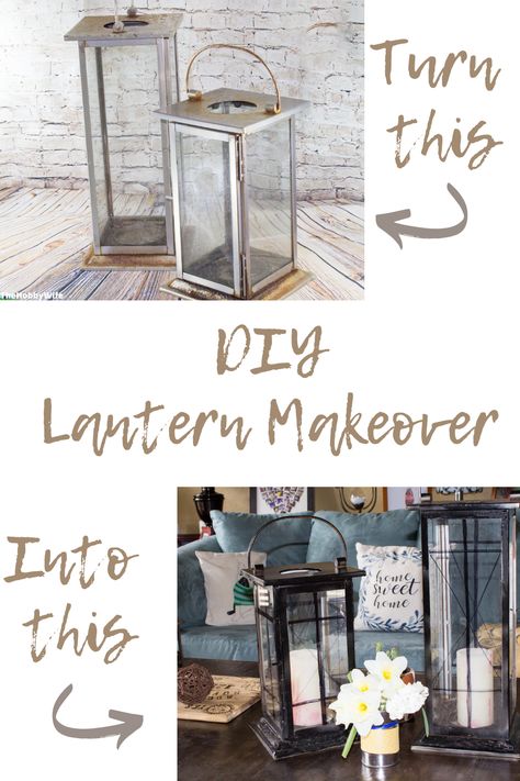 This DIY Lantern Makeover from a Garage Sale Gem is sure to inspire your creativity. Transform trash to treasure and make your own home decor, easily. Refurbished Lantern, Glass Lantern Diy, Repurposed Lanterns Upcycle, Diy Glass Jar Lantern, Diy Lantern Lights, Picture Frame Lanterns Diy Dollar Stores, Pallet Table Diy, Lantern Light Fixture, Painted Lanterns