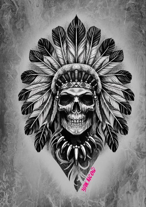 Indian Headdress Tattoo, Native Indian Tattoos, Tattoo Indian, Indian Skull Tattoos, Indian Tattoo Design, Headdress Tattoo, 42 Tattoo, Skull Hand Tattoo, Native American Tattoo