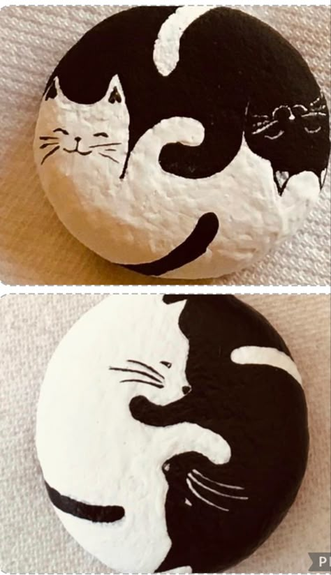 Cat Stone Painting, Cats Painted On Rocks, Rock Painting Ideas Cat, Stone Painting Cat, Cat Rock Art, Rock Painting Cat, Painted Rock Cat, Rock Painting Cats, Easy Rock Painting Ideas For Beginners