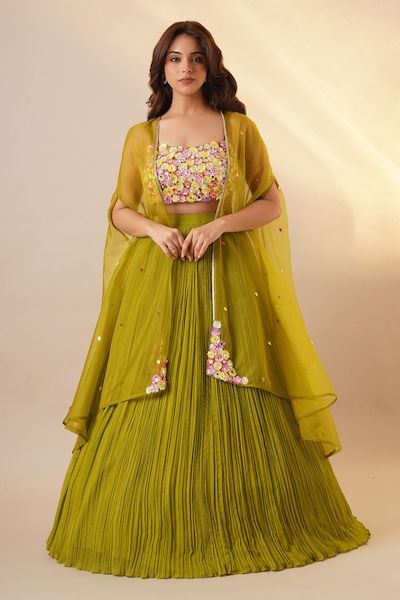 Buy Maroon Organza And Georgette Embroidery Cape & Waistband Lehenga Set For Women by Ridhima Bhasin Online at Aza Fashions. Patchwork Lehenga, Cape Lehenga, Ridhima Bhasin, Embroidered Bustier, Jacket Lehenga, Garba Dress, Satin Embroidery, Anarkali Lehenga, Blue Cape