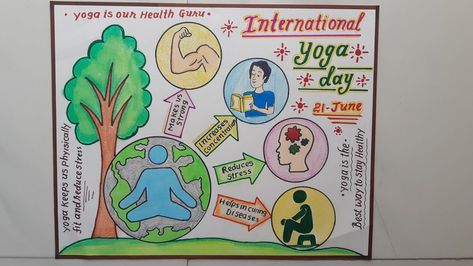 International Yoga Day Drawing//World Yoga Day Poster//How to Draw Yoga benefits Chart Check more at https://empireblog.biz/yoga/international-yoga-day-drawing-world-yoga-day-poster-how-to-draw-yoga-benefits-chart/ Yoga Day Crafts For Kids, Poster On Yoga Day Drawing, Poster On Yoga Day Handmade, Importance Of Yoga Poster Drawing, Yoga Day Posters Drawing Ideas, Benefits Of Yoga Poster, Yoga Day Drawing Competition, International Yoga Day Poster Design, Poster For Yoga Day