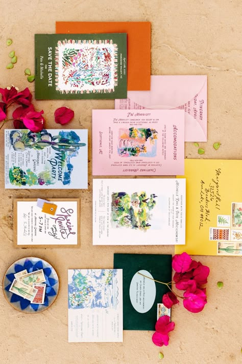 Anthropologie Wedding Aesthetic, Art Wedding Invitations, Destination Wedding Invitation Suite, Maximalist Wedding Invitations, Save The Date Ideas Colorful, Collage Wedding Invitations, Artsy Wedding Invitation, Whimsical Colorful Wedding, Funky Wedding Invites