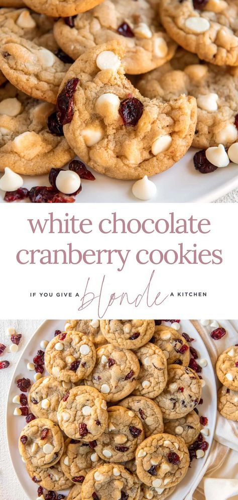 White Morsels Recipes, White Chocolate Cranberry Macadamia Nut Cookies, Craisins White Chocolate Cookies, Christmas Cookies Half Baked Harvest, Craisin Cookie Recipes, White Cranberry Cookies, Chewy White Chocolate Cranberry Cookies, White Chocolate Walnut Cookies, Sourdough White Chocolate Cranberry Cookies