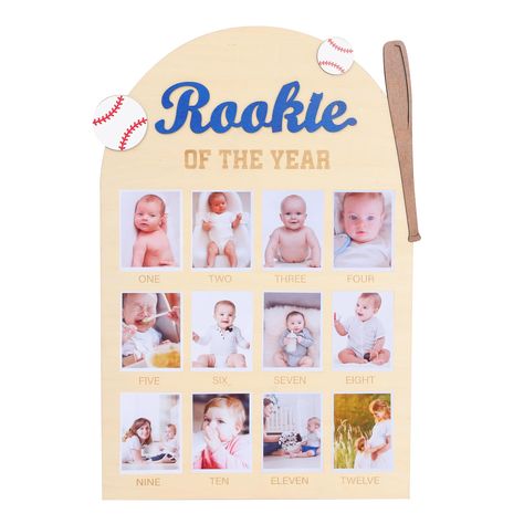 PRICES MAY VARY. Wood BASEBALL MILESTONE PHOTO BOARD - Make Your Child's Baseball 1st Birthday More Colorful With The Cute And Charming Rookie Of The Year Photo Board, Which Will Bring A Joyful And Playful Energy To Your Celebration In An Impressive Way! SPORT FIRST BIRTHDAY DECORATIONS - Wooden Baseball Monthly Photo Board With Smooth Surface And Easy To Stick, You Can Easily Stick Your Baby's 1 To 12 Months Photo In The Corresponding Place And Share Your Joy With Your Family And Friends. BASEB Baseball Rookie Year Birthday, Baseball 1st Birthday Party, Rookie Year First Birthday, Birthday Photo Board, First Year Birthday, Baby Party Themes, Baseball First Birthday, 12 Month Photos, 1st Birthday Photo