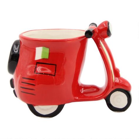 Red Vespa Figural Mug | World Market Cup Clay, Red Vespa, Pretty Mugs, Tanah Liat, Red Mug, Italian Flag, Cerámica Ideas, Mug Art, Mug Collection