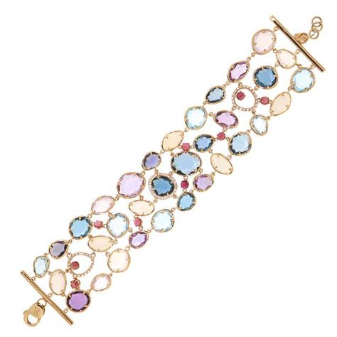 Bracelet For Her, Quartz Pink, Modern Bracelets, Antique Bracelets, Jewelry Words, Fine Art Jewelry, Gold Bracelet Cuff, Gold Cuffs, Sky Blue Topaz