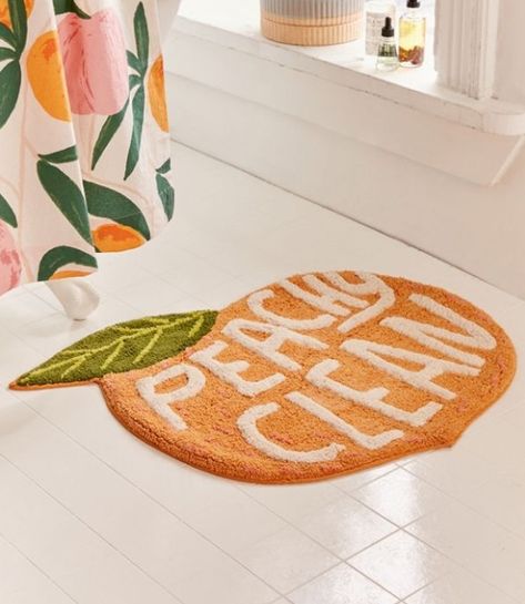 Peachy Clean Bath Mat, Welcome Mat Diy, Diy Welcome Mat, Welcome Mat Ideas, Lemon Bathroom, Aesthetic Rugs, Peach Bathroom, Lemon Bath, Cute Rugs