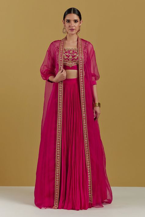 Shop for these amazing collections of Magenta Crepe Plain Pleated Lehenga Skirt For Women by Ikshita Choudhary online at Aza Fashions. Pleated Lehenga, Haldi Outfits, Trendy Outfits Indian, Crop Top Skirt Set, Diana Penty, Anamika Khanna, Karisma Kapoor, Patterned Crop Top, Gaun Fashion