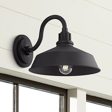 Franklin Iron Works Arnett 10 1/2" High Black Barn Light Wall Sconce Kitchen Sink Lighting, Farmhouse Style Lighting, Rustic Wall Lighting, Above Sink, Sink Lights, Black Barn, Barn Light, Indoor Lighting Fixtures, Garage Lighting