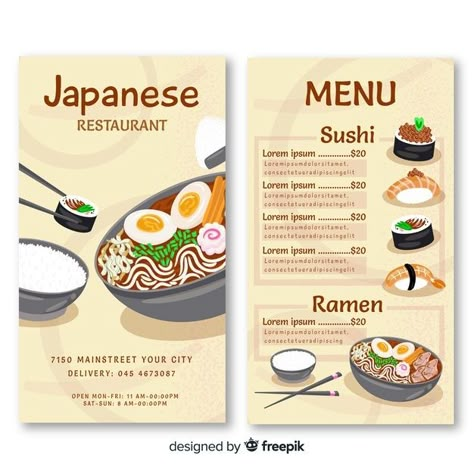 Ramen Branding, Menu List Design, Rate Card Design, Ramen Logo, Japanese Food Menu, Japanese Restaurant Menu, Menu Design Layout, Menu Sushi, Sushi Menu