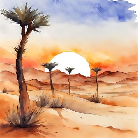 As the sun dips below the horizon, palms sway in the desert breeze. 🌴 https://prismplay.etsy.com #wallart #printable #digitalart #downloads #natureinspired #aquarelle #templates Sip N Paint, Egypt Art, Landscape Art Painting, Landscape Art, Egypt, Art Lessons, Nature Inspiration, Digital Art, Art Painting