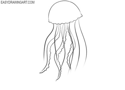 how to draw a jellyfish cute Draw A Jellyfish, Draw Jellyfish Easy, Jelly Fish Drawing Easy, How To Draw A Jellyfish Step By Step, Jellyfish Drawing Easy, Drawing Ideas Jellyfish, Simple Jellyfish Drawing, Easy Ocean Drawings, Jellyfish Sketch Simple