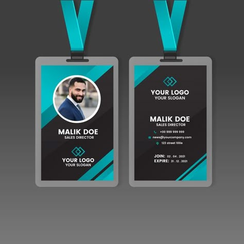 Id Cards Aesthetic, Id Card Design Template, Identity Card Design, Employee Id Card, Id Card Design, Employees Card, Event Badges, Logo Illustration Design, Company Id