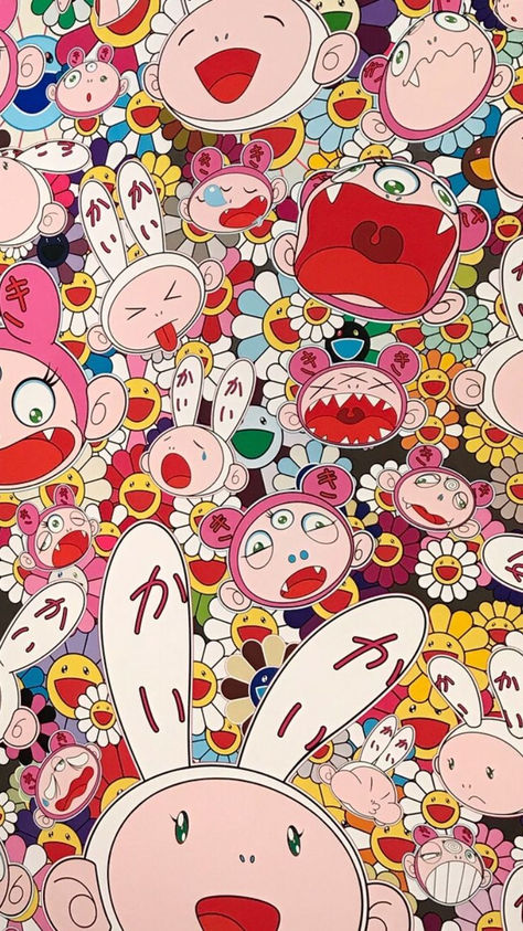 Takashi Murakami Wallpaper, Murakami Wallpaper, Takashi Murakami Art, Murakami Art, Japanese Elements, Hypebeast Art, Murakami Flower, Wallpaper For Mobile, Takashi Murakami