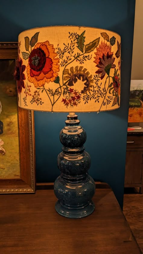 Whimsy House Decor, Nic Nacs Decor, Maximalist Lamps, 70s Maximalist Decor, Quirky Lamps, Eclectic Lamp, Whimsical Decor Home, Bedside Table Aesthetic, Lamp Bedside Table