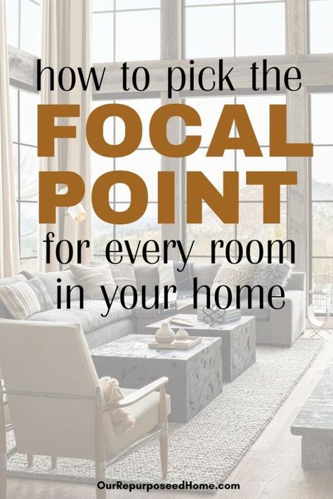 Transform your home with focal points! Dive into our comprehensive guide on finding the focal point in every room. Decorate like a pro! #HomeDecor #FocalPointTips Two Focal Points Living Room Layout, Large Wall Decor Living Room Vaulted Ceilings Big Windows, Window Focal Point Living Room, Wall Decor Between Two Windows Living Room, Focal Point Living Room, Living Room Focal Point, Living Room With Large Windows, Focal Point Wall, Tall Wall Decor