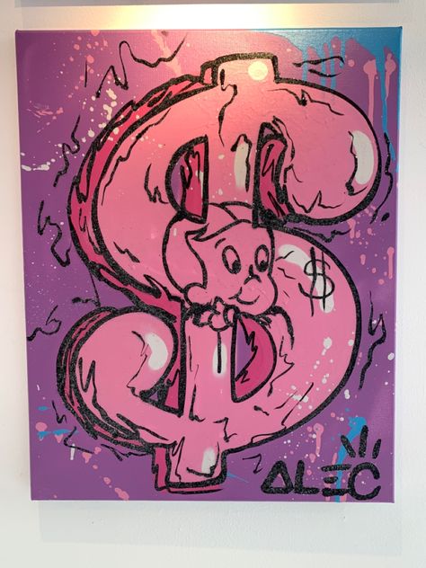 Monopoly Drawing, Money Paintings On Canvas, Monopoly Painting, Money Canvas Painting, Money Paintings, Alec Monopoly Art, Aztec Pattern Wallpaper, Monopoly Art, Alec Monopoly