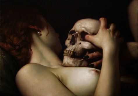 Roberto Ferri’s Baroque and Subversive Painting – AesthesiaMag Human Skull, A Skull, Memento Mori, Dark Art, Skeleton, Art Inspo, Bones, A Woman, Paintings