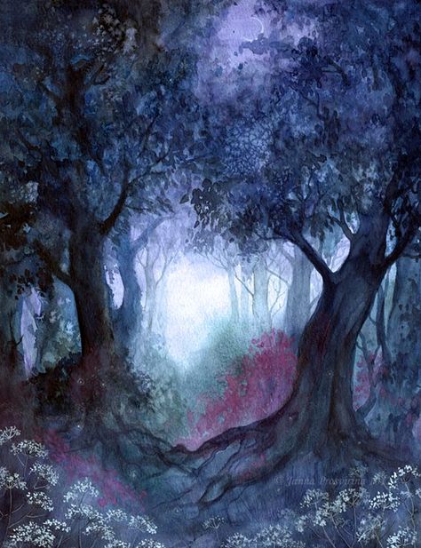 Mystical forest Woodland Realm, Baba Jaga, Fantasy Paintings, Ethereal Art, Art Flowers, Tree Painting, Tree Art, In The Woods, Painting Inspiration