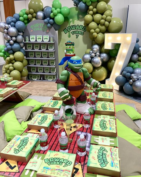 Ninja Turtles Theme 🍕 Cowabunga dude!! Throwback to this awesome set up. Teenage Mutant Ninja Turtles! Used to love these guys when we… | Instagram Ninja Turtle Sleepover Ideas, Teenage Mutant Ninja Turtles Birthday Party Decorations, Ninja Turtles Birthday Party Ideas Decorations, Super Mario 4th Birthday, Ninja Turtle Birthday Theme, Ninja Turtle Cake Pops, Tmnt Birthday Party Ideas, Ninja Turtle Birthday Party, Tea Party Event