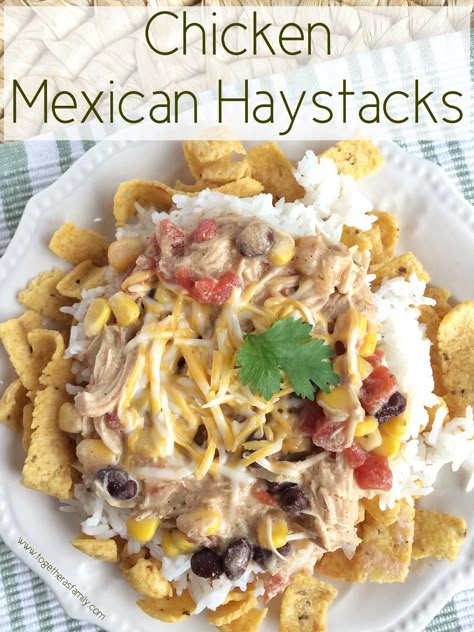 Chicken Mexican Haystacks, Mexican Chicken Haystacks Recipe, Chicken Stacks Recipe, Chicken Haystacks Recipe Crock Pot, Hawaiian Haystacks Instant Pot, Hawaii Haystacks Recipe, Hawaii Haystacks, Chicken Haystacks Recipe, Hay Stacks Recipe Dinners