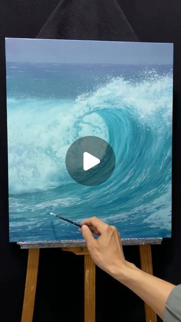 How To Paint A Wave Step By Step, Painting Water Acrylic, Types Of Painting Styles, How To Paint Waves, Ocean Painting Acrylic, Seascape Paintings Acrylic, Seascape Acrylic Painting, Oil Painting Sea, Painting Techniques Art