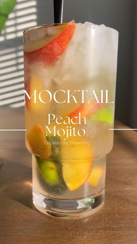 Peach Mojito *Mocktail* #mocktail #peach #mojito #summer in 2022 | Peach drinks, Drinks alcohol recipes, Refreshing drinks Peach Sparkling Water, Peach Mojito, Mojito Mocktail, Peach Drinks, Iced Drinks Recipes, Peach Syrup, Drink Recipes Nonalcoholic, Yummy Alcoholic Drinks, Refreshing Drinks Recipes