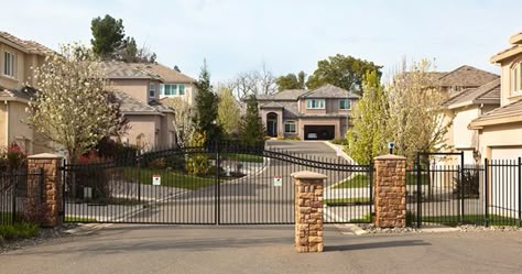 Homes in gated communities command significantly higher prices – almost $30,000 on average – but these neighborhoods’ additional amenities can also reduce sale prices because they bring maintenance costs that outweigh the benefits of the amenities, according to recent research published by the Ameri Gated Community Houses, Gated Neighborhood, American Town, Community Homes, Community House, Family Compound, Community Housing, Mercedes Benz S, Modern Style House Plans