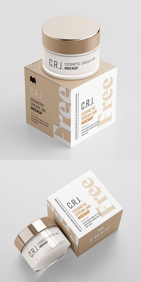 Premium Cosmetic Packaging, Cream Product Design, Cream Jar Packaging Design, Cosmetic Mockup Free, Packaging Cosmetic Design, Skin Cream Packaging, Cream Label Design, Face Cream Packaging, Cosmetic Package Design