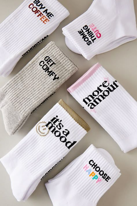 By Soxygen 82% Organic Cotton, 15% Polyester, 3% Elastane Cushioned heel & toe Arch support Unisex Machine wash Imported | Something Cute Slogan Organic Cotton Ribbed Crew Socks by Soxygen in Pink at Anthropologie Sock Fashion, Sock Ideas, Best Socks, Socks Ideas, Sock Design Ideas, Branded Socks, Socks Marketing, Womens Socks, Sock Branding