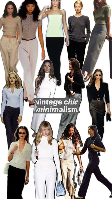 chic vintage classy 90s minimalist fashion Chic And Minimalist Outfit, 90s Outfit Classy, Simple 90s Fashion, Mid 00s Fashion, 90s Supermodel Street Style, Minimalistic 90s Fashion, Minimalist 90s Style, 90s Minimalist Outfits, 90s Victoria Beckham