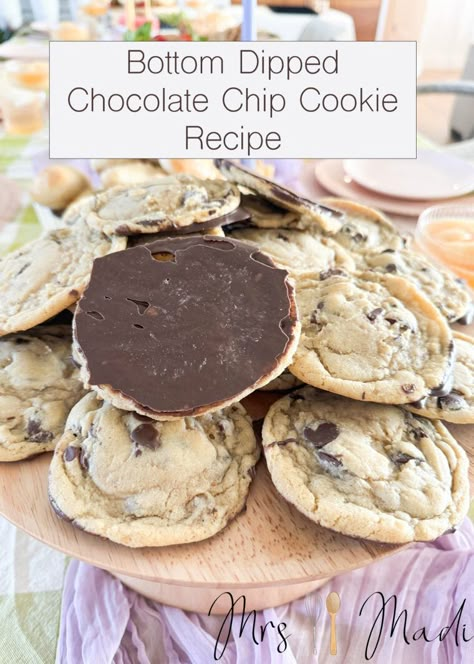 Indulge in these Bottom Dipped Chocolate Chip Cookies, where classic chewiness meets luxurious dark chocolate in an unforgettable creation.

#cookie #chocolatechip #recipe #mrsmadi Chocolate Bottom Chocolate Chip Cookies, Chocolate Dipped Chocolate Chip Cookies, Chocolate Bottom Cookies, Chocolate Chip Cookie Tart, Dipped Chocolate Chip Cookies, Deep Dish Cookie, Bakery Chocolate Chip Cookies, Cottagecore Recipes, Crispy Chocolate Chip Cookies