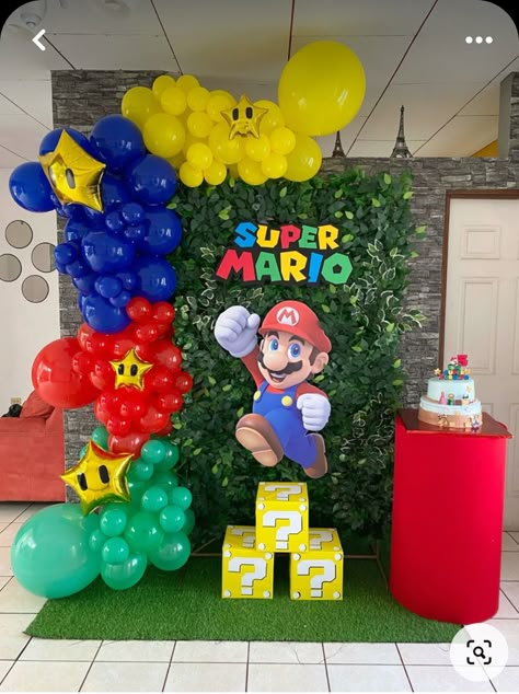 Mario Birthday Party Balloons, Super Mario Bros Birthday Party Ideas, Super Mario Bros Pinata, Mario Birthday Balloons, Mario Bday Party Ideas, Super Mario Birthday Party Decorations, Mario Birthday Decorations, Super Mario Party Decorations, Mario Party Birthday