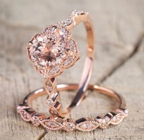 3 Ring Wedding Set Rose Gold, Married Rings Rose Gold, Engagement Rings Wedding Bands Set Rose Gold, Unique Engagement Rings Rose Gold Bridal Sets, Rose Gold And Silver Wedding Ring Sets, Bridal Sets Rings Rose Gold, Promise Rings Rose Gold, Rose Wedding Rings, Simple Beach Wedding Ideas