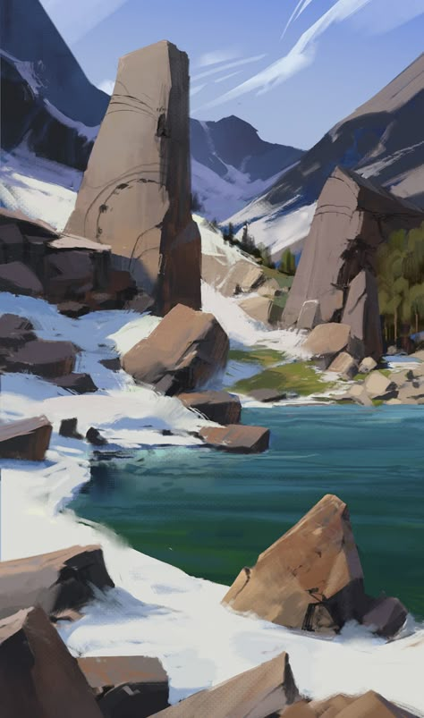 Environment Painting, Mountain Illustration, Landscape Concept, Illustration Art Girl, Environment Art, Abstract Illustration, Landscape Artwork, Digital Painting Tutorials, Wow Art