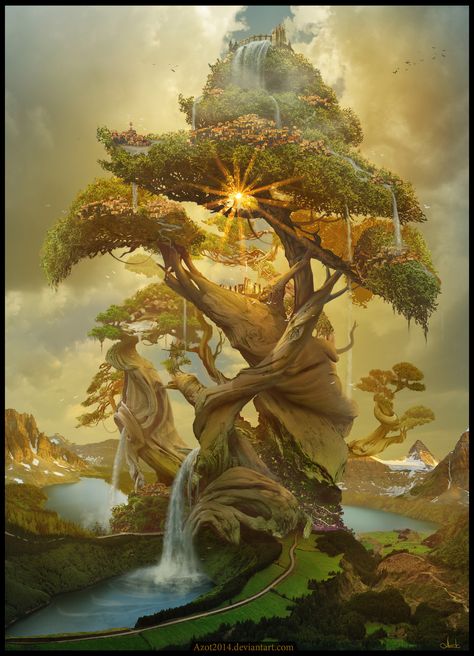 Tree of Life, Ihor Reshetnikov on ArtStation at https://www.artstation.com/artwork/gBmQP Nicholas Flamel, Nicolas Flamel, Tree Of Life Artwork, Life Artwork, Fantasy Tree, Tree Of Life Art, Fantasy Worlds, Fantasy Places, Artwork Images