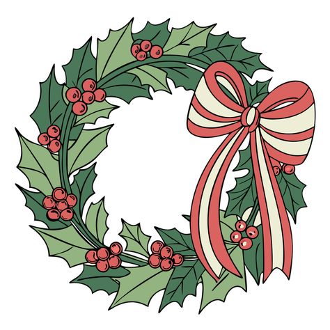 Christmas Holly Wreath Clipart Christmas Wreath Clip Art, Holly Wreaths, Christmas Wreath Illustration, Christmas Clipart Free, Holly Images, Christmas Wreath Clipart, Christmas Borders, Window Paintings, Holiday Characters