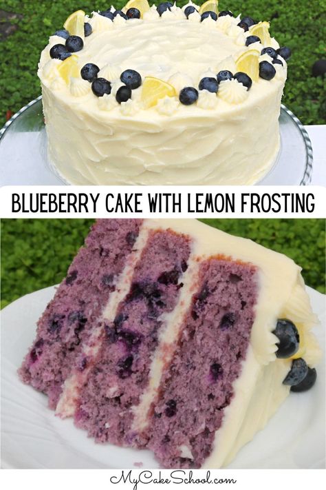 Blueberry Cake Recipes Birthday, Best Homemade Cakes Recipes, Blueberry Layered Cake, Birthday Cakes With Buttercream, Lemon Blueberry Cake With Cream Cheese, Best Blueberry Cake Recipe, Blueberry Cake Cream Cheese Frosting, Blue Cake Flavors, Delicious Cake Flavor Combinations