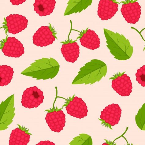 Raspberry fruit seamless pattern Premium... | Premium Vector #Freepik #vector #pattern #food #texture #nature Raspberry Doodle, Raspberry Drawing, Raspberry Illustration, Raspberry Art, Raspberry Background, Raspberry Pattern, Raspberry Wedding, Yellow Raspberries, Texture Nature